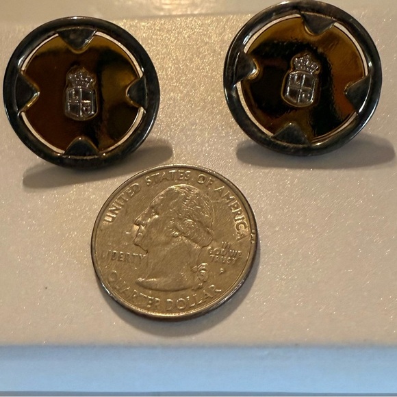 Vintage Liz Claiborne Gold Tone Pierced Earrings Signed Posts Round - Picture 5 of 11